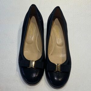 Salvatore Ferragamo Black Heels with Gold Buckle